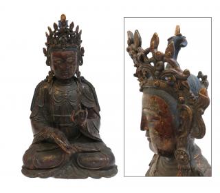 Appraisal: Large Ming Bronze Quan Yin Statue Large Ming Bronze Quan