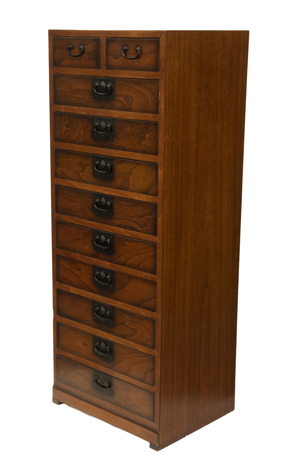 Appraisal: TWO OVER NINE DRAWER JAPANESE ROSEWOOD CABINET Tansu Style Tall