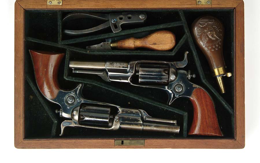 Appraisal: RARE FACTORY CASED PAIR OF COLT MODEL ROOT REVOLVERS Cal