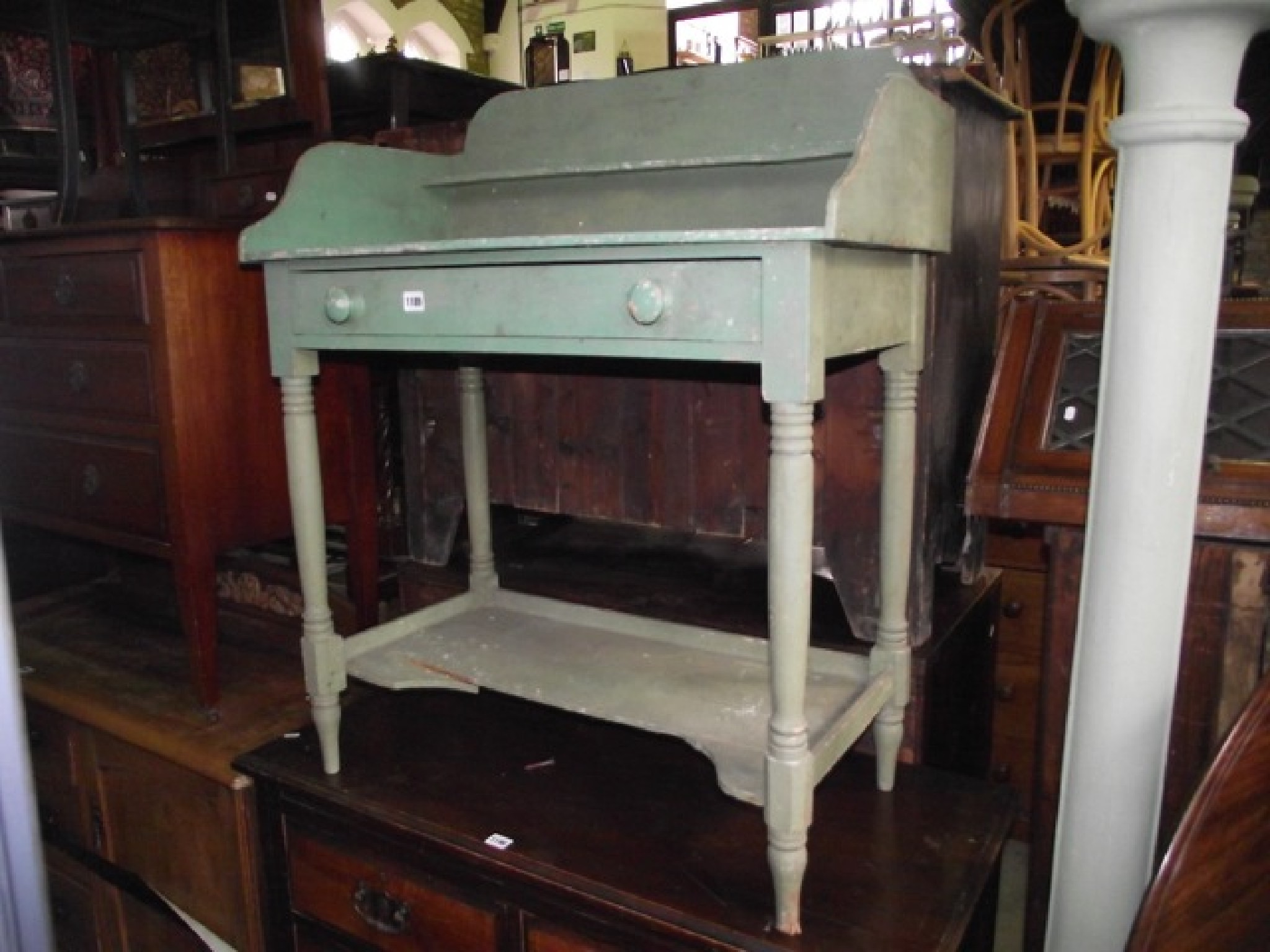 Appraisal: A th century pine wash stand with raised three quarter