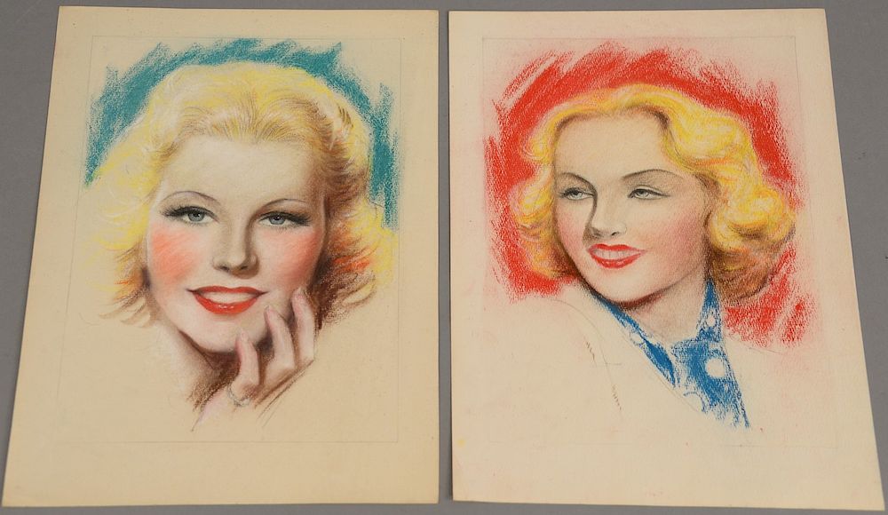 Appraisal: Charles Sheldon - pair of pastel on paper Illustration Glamour