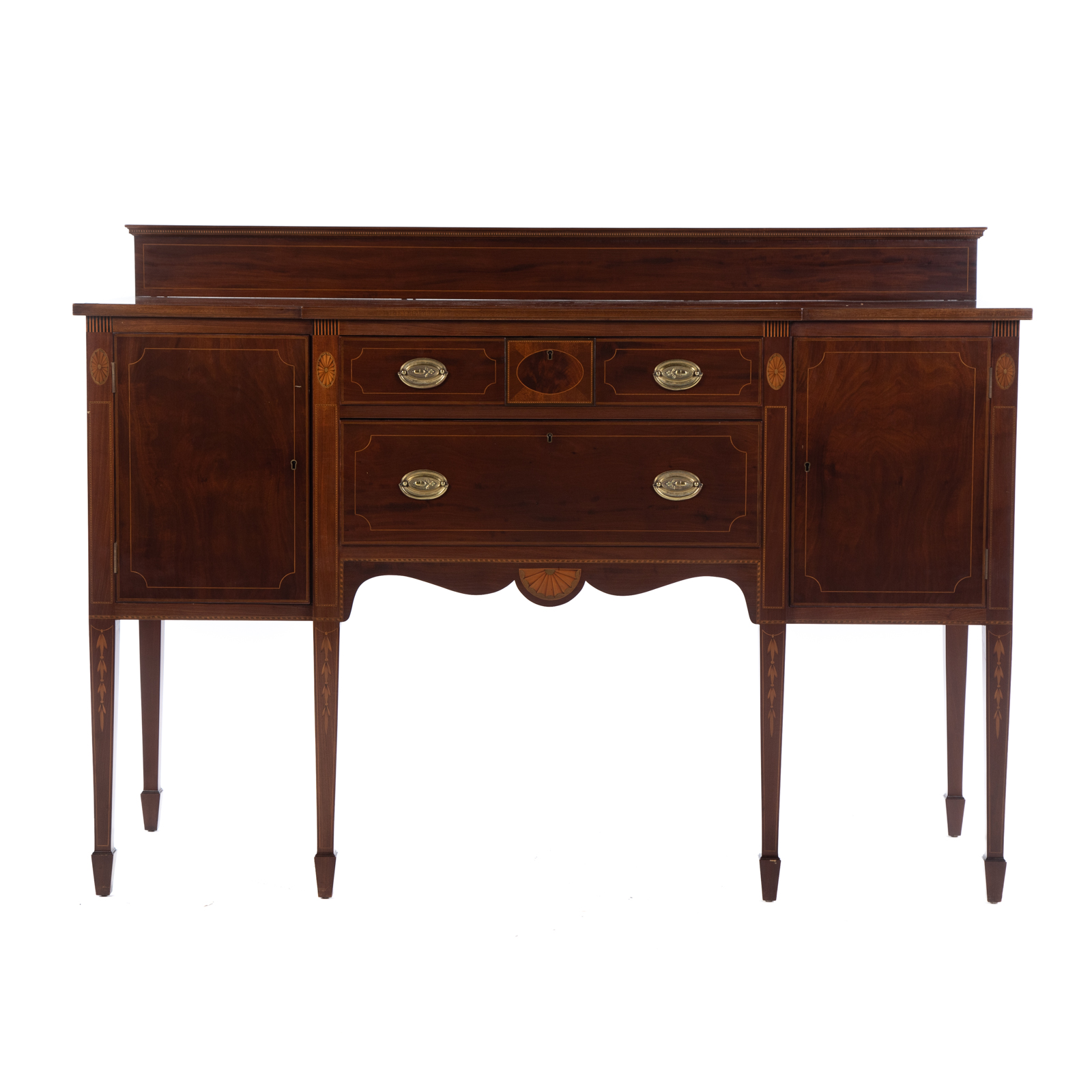 Appraisal: POTTHAST BROTHERS MAHOGANY INLAID SIDEBOARD nd half th century in