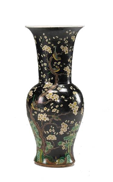 Appraisal: A massive famille noire enameled porcelain floor vase Late Qing