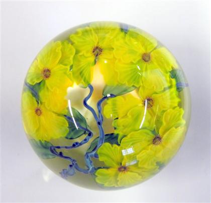 Appraisal: Daniel Salazar 'Yellow Cherry Blossom' paperweight dated for lundberg studios