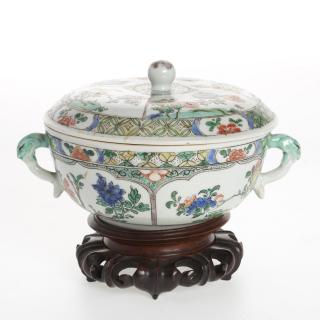 Appraisal: Chinese famille vert porcelain bowl and cover Chinese famille vert