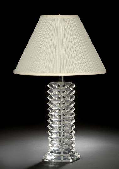 Appraisal: Hexagonally Faceted Columnar Lucite Table Lamp overall h - w