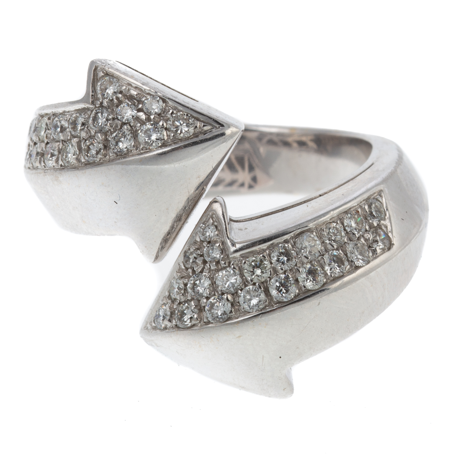 Appraisal: A BYPASS ARROW PAVE DIAMOND RING IN K K white