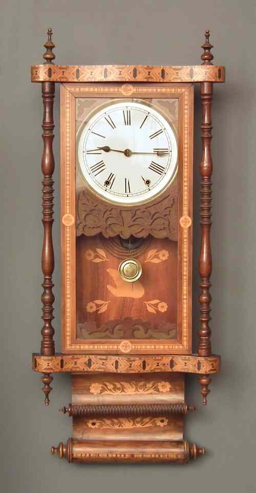 Appraisal: A th Century inlaid walnut cased dial clock the replaced