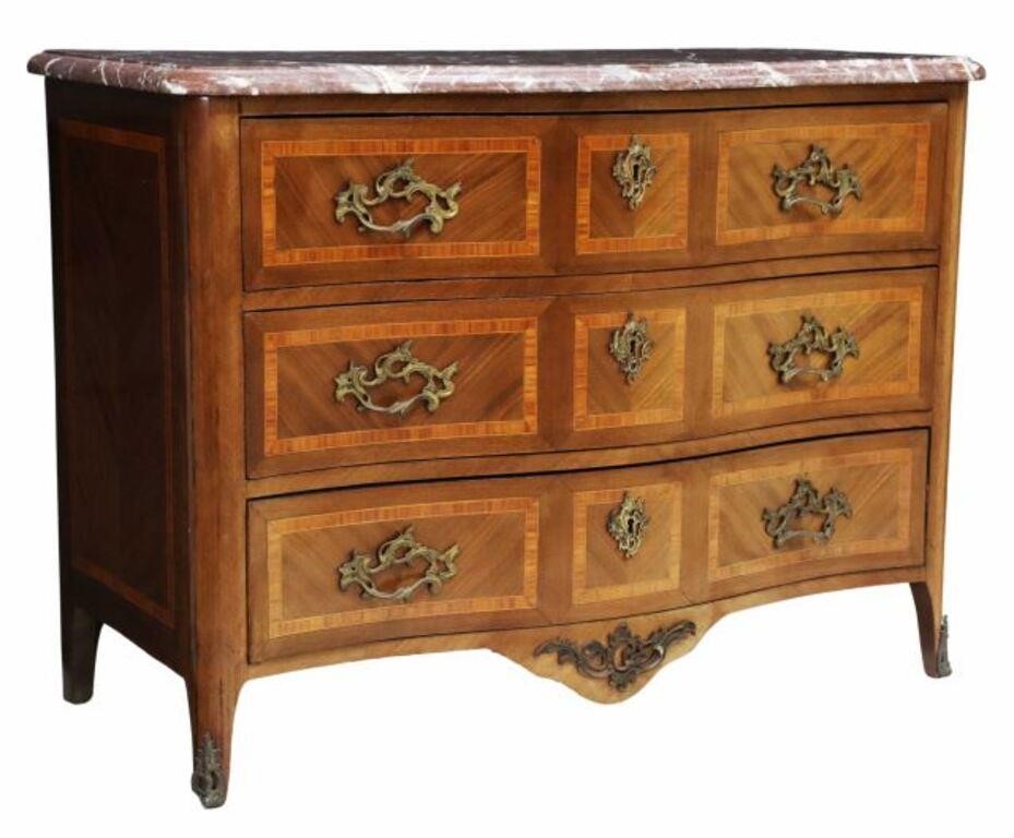 Appraisal: French Louis XV style marble-top commode early th c matched