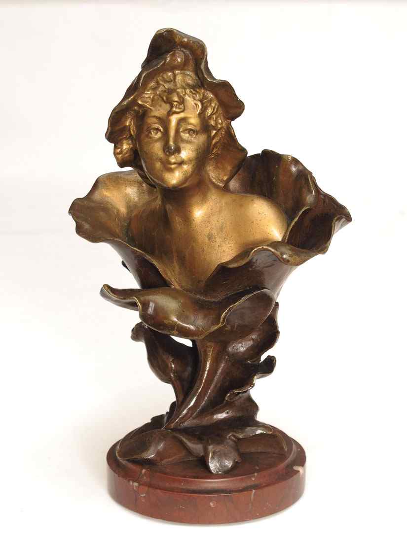 Appraisal: GODET Henri French - Bronze ''Blossoming'' Maiden '' h incised