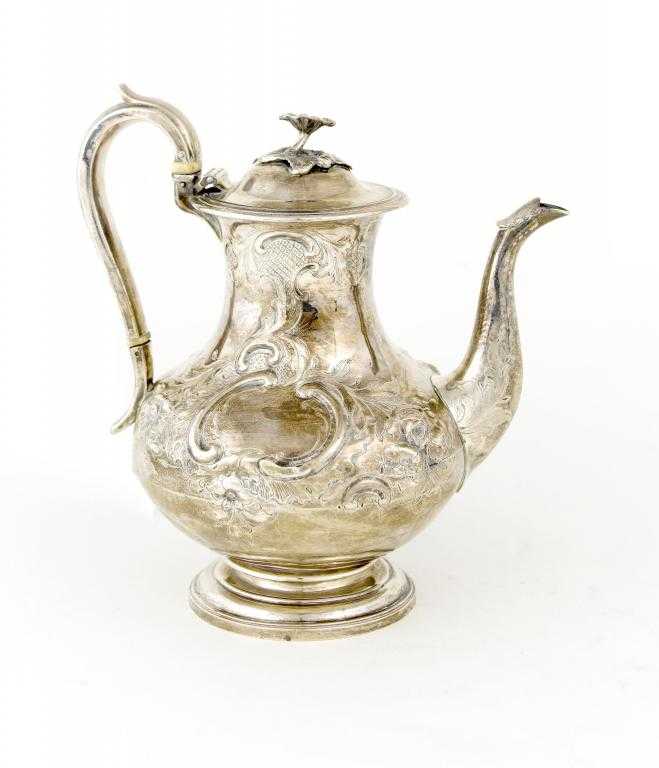 Appraisal: A WILLIAM IV COFFEE POT chased and engraved with scrolls