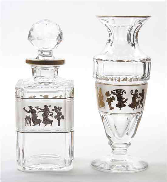 Appraisal: A Val St Lambert Cut Glass Vase and Decanter the