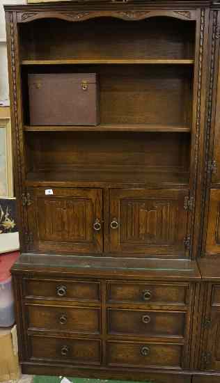 Appraisal: Large Oak Reproduction Book Case Unit by manufacturers Jaycee