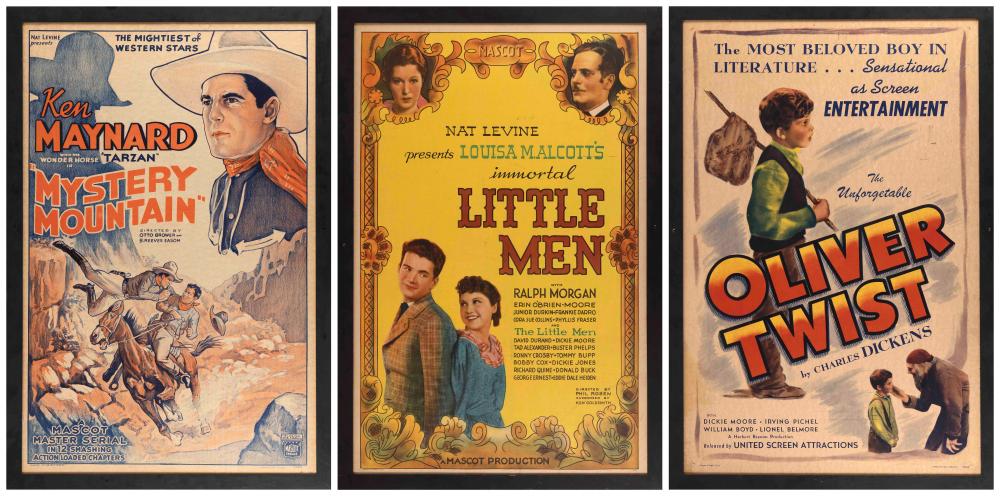 Appraisal: THREE VINTAGE MOVIE POSTERS S FRAMED X THREE VINTAGE MOVIE