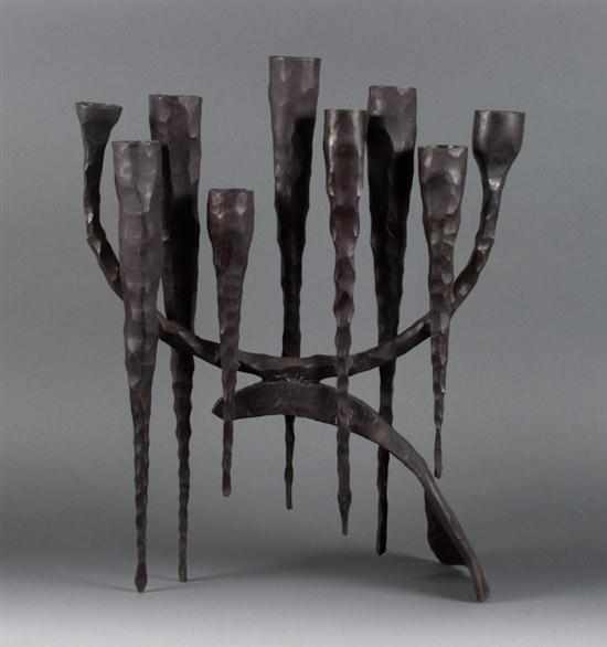 Appraisal: David Palumbo American - ''Menorah '' large size patinated iron