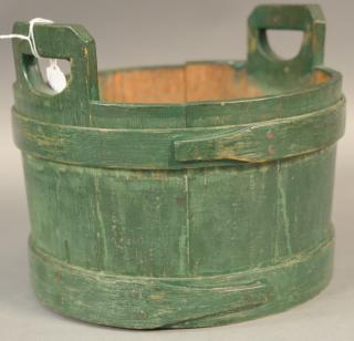 Appraisal: Shaker green painted bucket having two handles with two finger