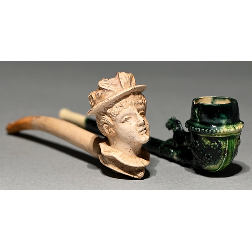 Appraisal: A green glazed creamware tobacco pipe late th early th