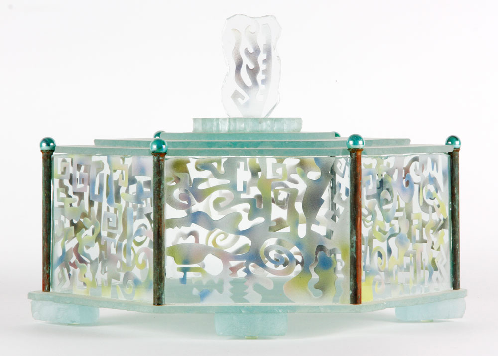 Appraisal: - Contemporary Glass Covered Box Contemporary covered box glass with