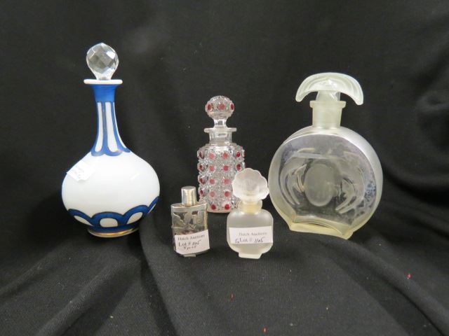 Appraisal: Perfume Bottles frosted silver overlay opaline ruby flashed tallest is