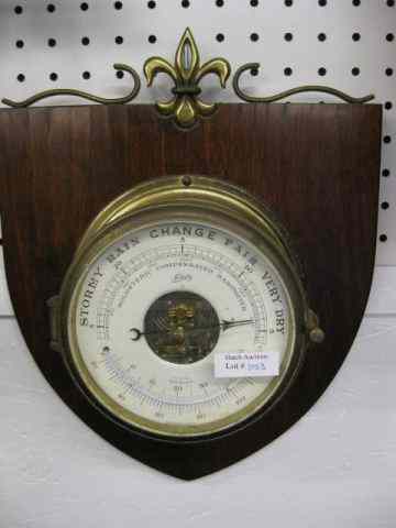 Appraisal: Schatz Wall Barometer ships clock style shield wall mount bracket