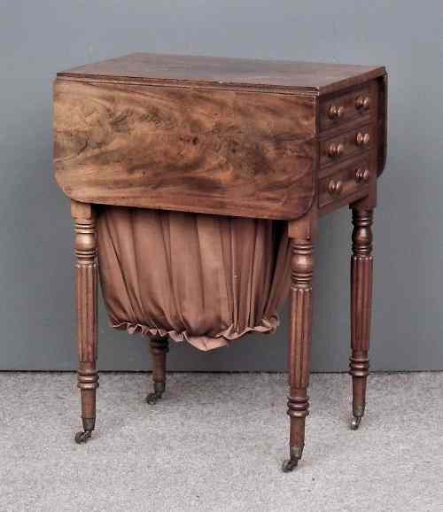 Appraisal: A George IV mahogany dropleaf work table fitted two drawers