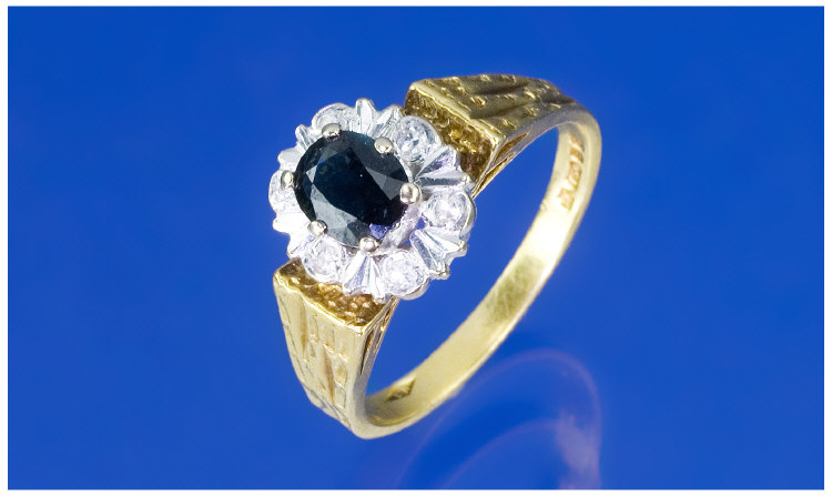 Appraisal: ct Gold Sapphire And Diamond Cluster Ring Set With A