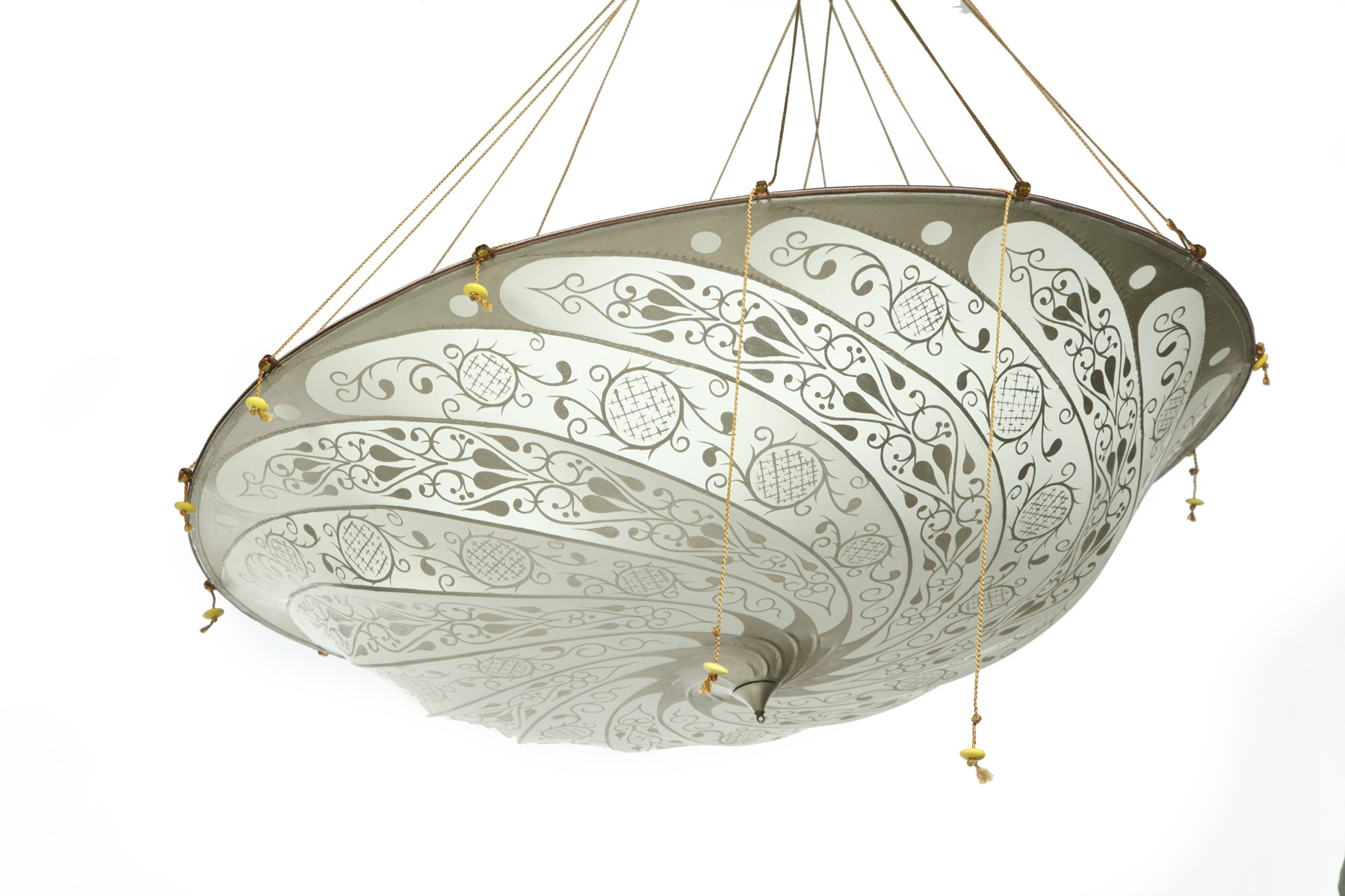 Appraisal: FORTUNY CHANDELIER Italian st century brass and silk d