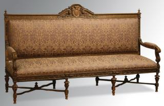 Appraisal: th c palace size carved oak sofa Late th century