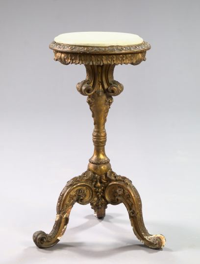 Appraisal: Louis XV-Style Giltwood Stand ca the circular white marble top