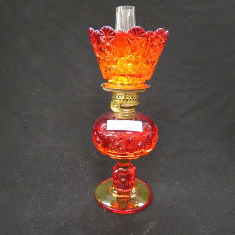 Appraisal: Amberina Art Glass Miniature Oil Lamp pedestal base overall excellent