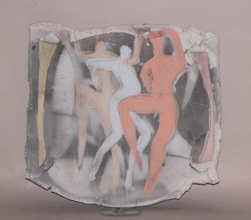 Appraisal: Dancing Figures Wall Platter Smokeless Raku on Ceramic Caplan Jerry