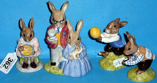 Appraisal: Royal Doulton Bunnykins Figures Harry DB Father Mother and Victoria