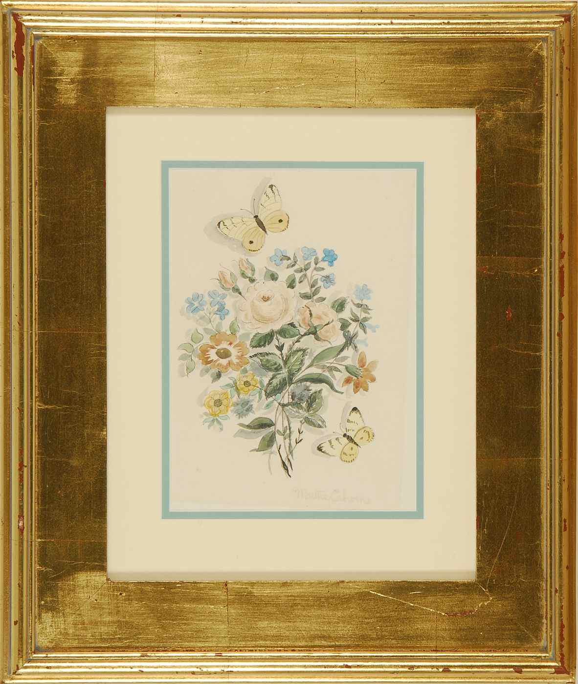 Appraisal: MARTHA FARHAM CAHOONAmerican - Still life with butterflies and flowers