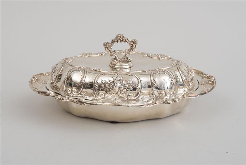 Appraisal: AMERICAN SILVER VEGETABLE DISH AND COVER Marked with lion-headed dolphin