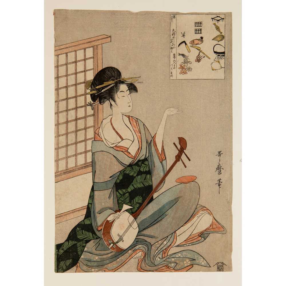 Appraisal: KITAGAWA UTAMARO - EDO PERIOD comprising six oban tate-e prints