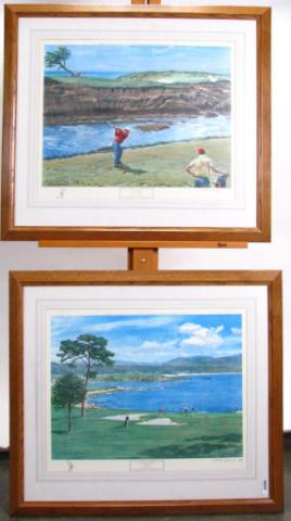 Appraisal: Two framed golf prints by Arthur Weaver including View of