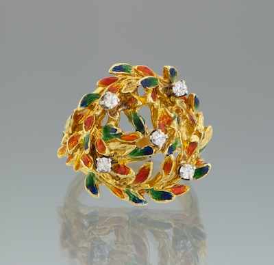 Appraisal: A Ladies' k Gold and Enamel Dome Ring k yellow