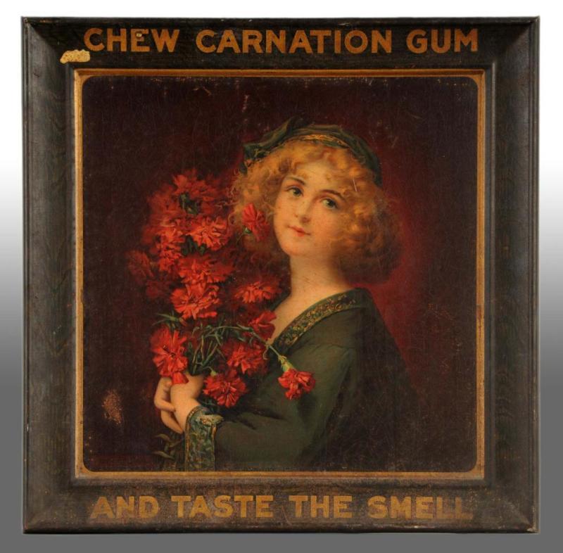 Appraisal: Metal Carnation Chewing Gum Sign Description Circa Nice graphics but