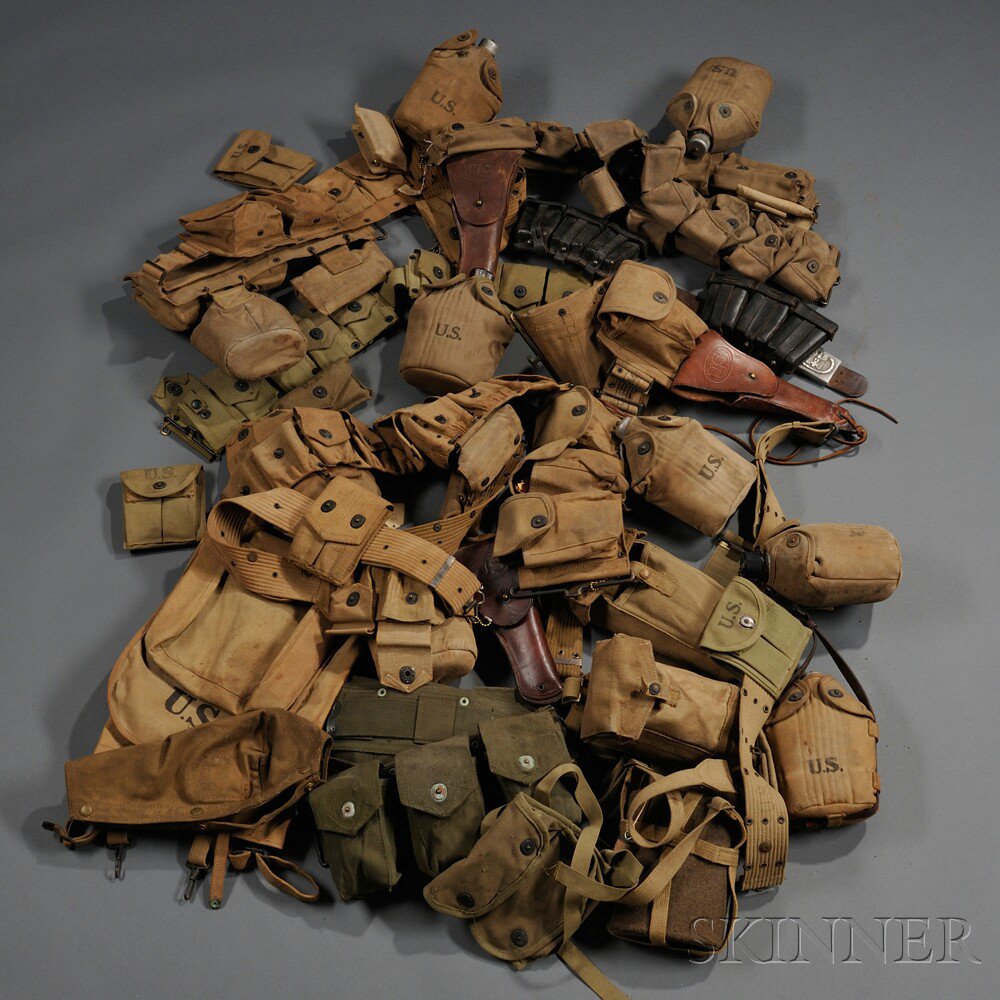 Appraisal: Large Group of WWI and WWII Web Belts and Equipment