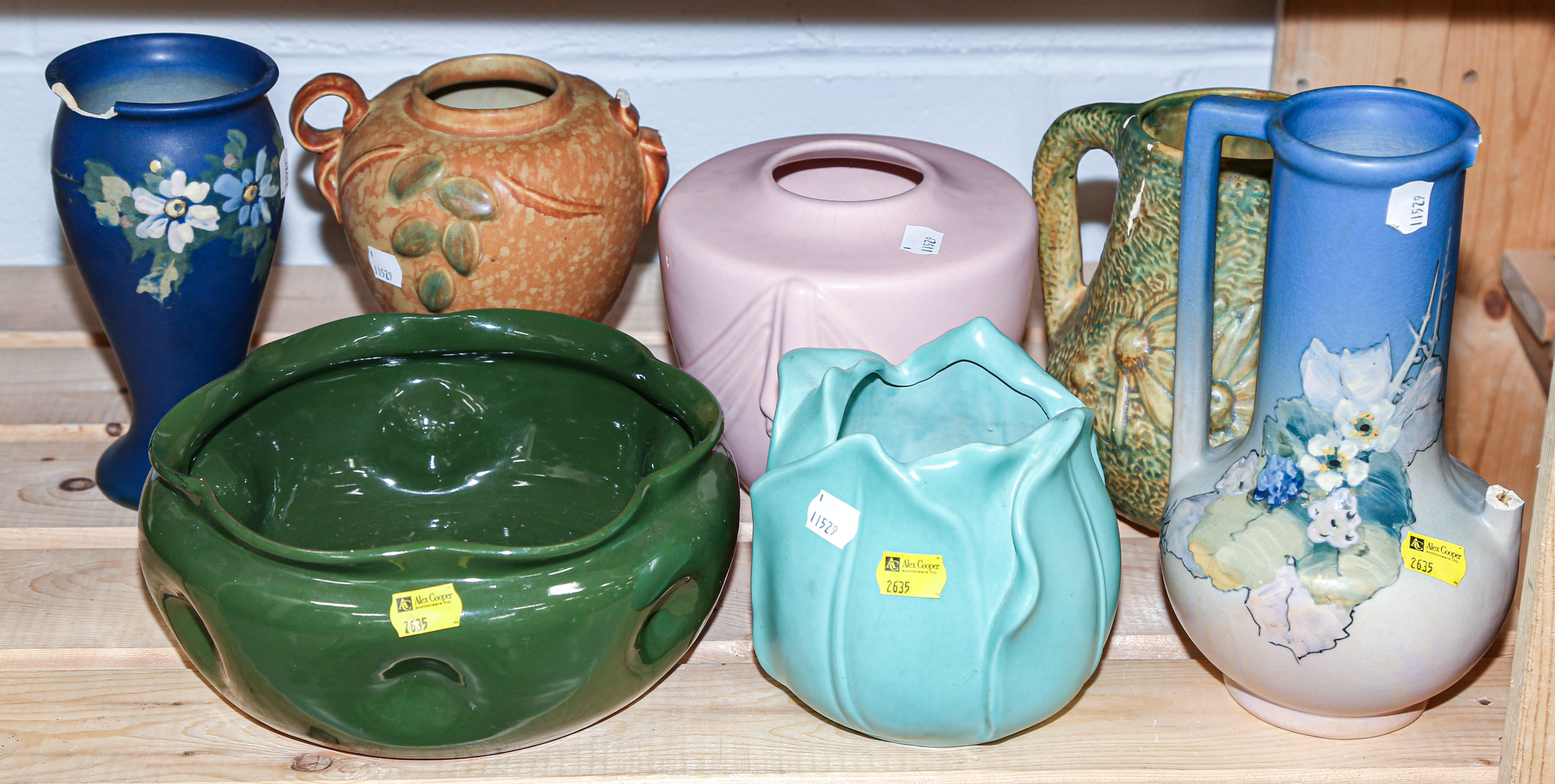 Appraisal: SEVEN PIECES OF ART POTTERY Including five pieces of Weller