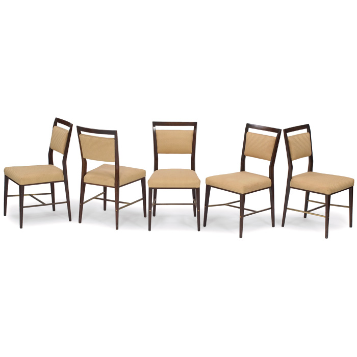 Appraisal: Paul McCobb dining chairs five by Calvin dark mahogany frames