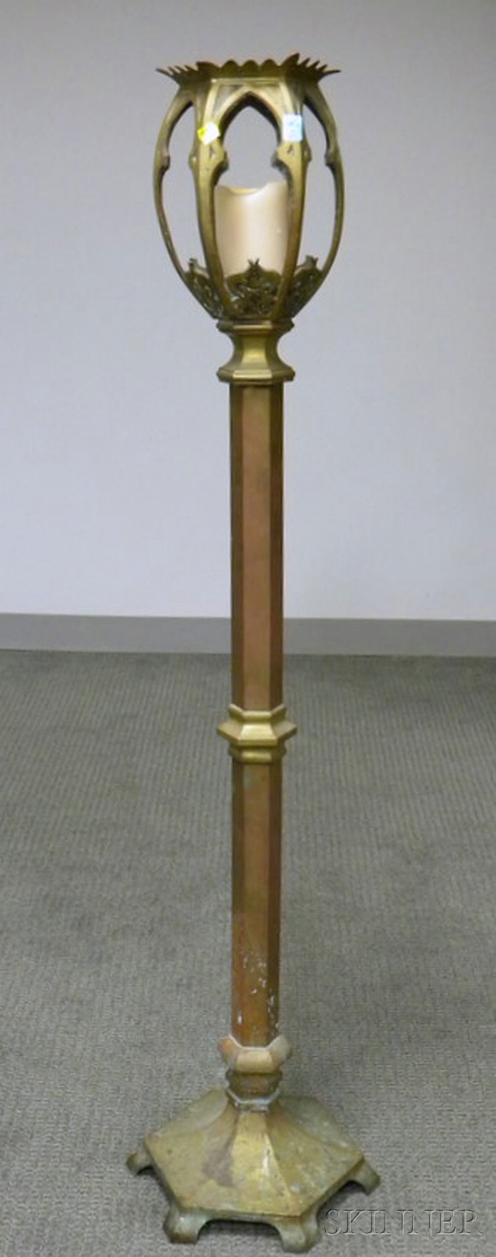 Appraisal: Gothic Revival Cast Brass Torchiere