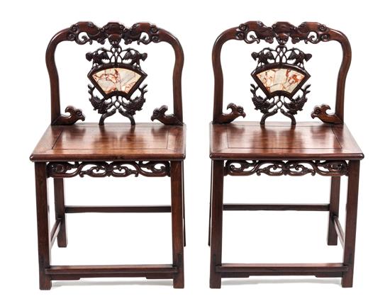 Appraisal: Sale Lot A Pair of Chinese Carved Wood Chairs each