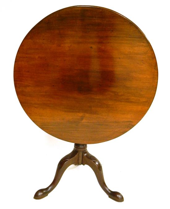 Appraisal: Late th C tilt top tea table mahogany round top