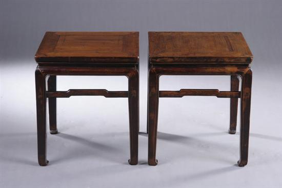 Appraisal: PAIR CHINESE ELMWOOD STOOLS Shanxi province th century - in