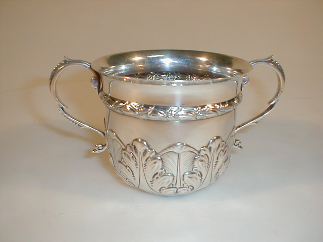 Appraisal: A Charles II design silver bell shaped porringer with double