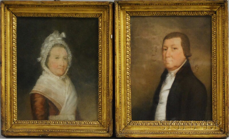 Appraisal: Possibly James Sharples British - Pair of Portraits of a