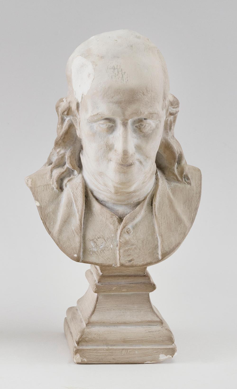 Appraisal: PLASTER BUST OF BENJAMIN FRANKLIN CIRCA HEIGHT PLASTER BUST OF