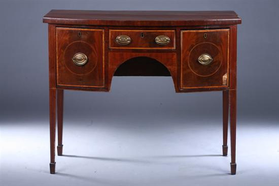 Appraisal: HEPPLEWHITE INLAID MAHOGANY DIMINUTIVE SIDEBOARD late th century with later