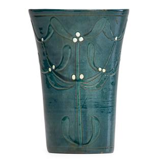 Appraisal: WILLIAM JERVIS Vase with mistletoe WILLIAM P JERVIS - Vase